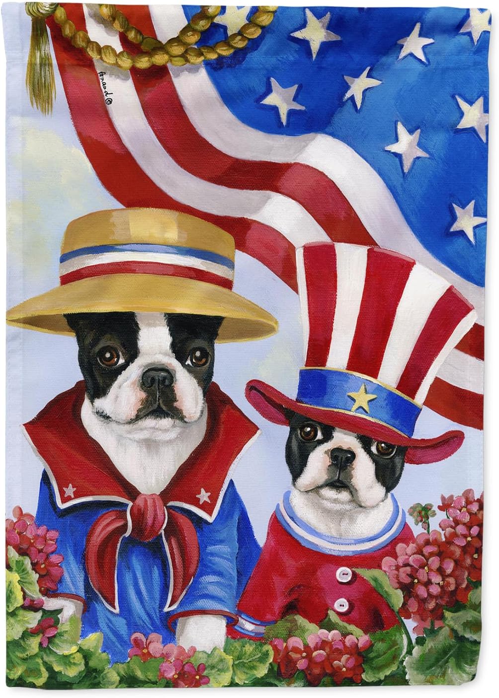 Boston Terrier USA House Flag - Large Decorative Yard Banner