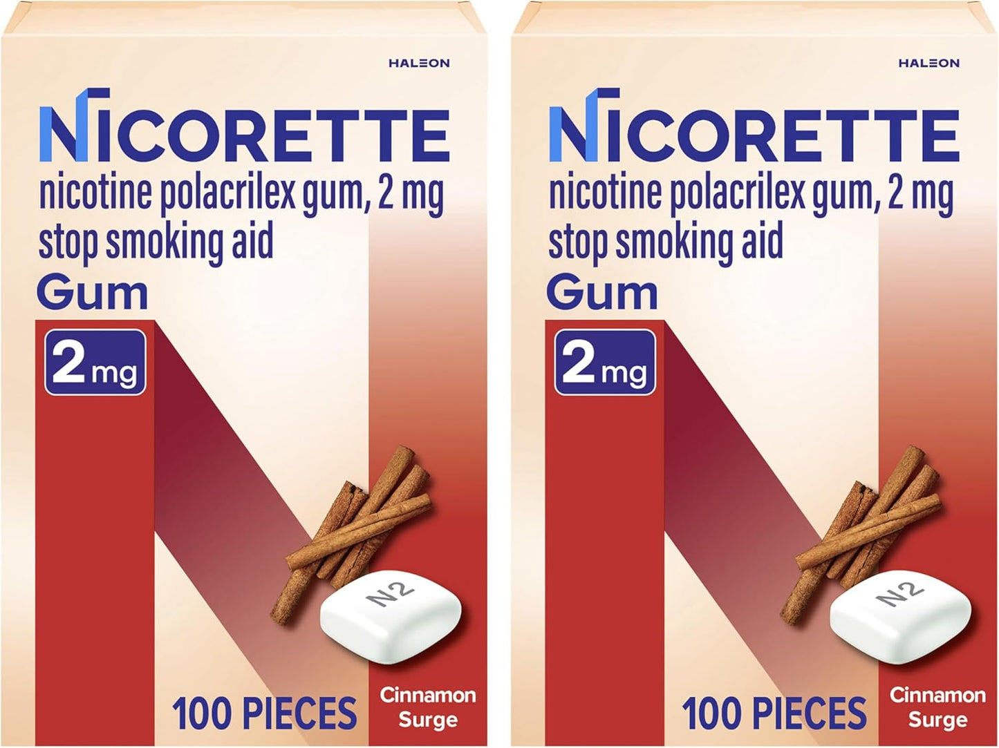 Nicorette 2 mg Nicotine Gum - Cinnamon Surge Flavor for Quitting
