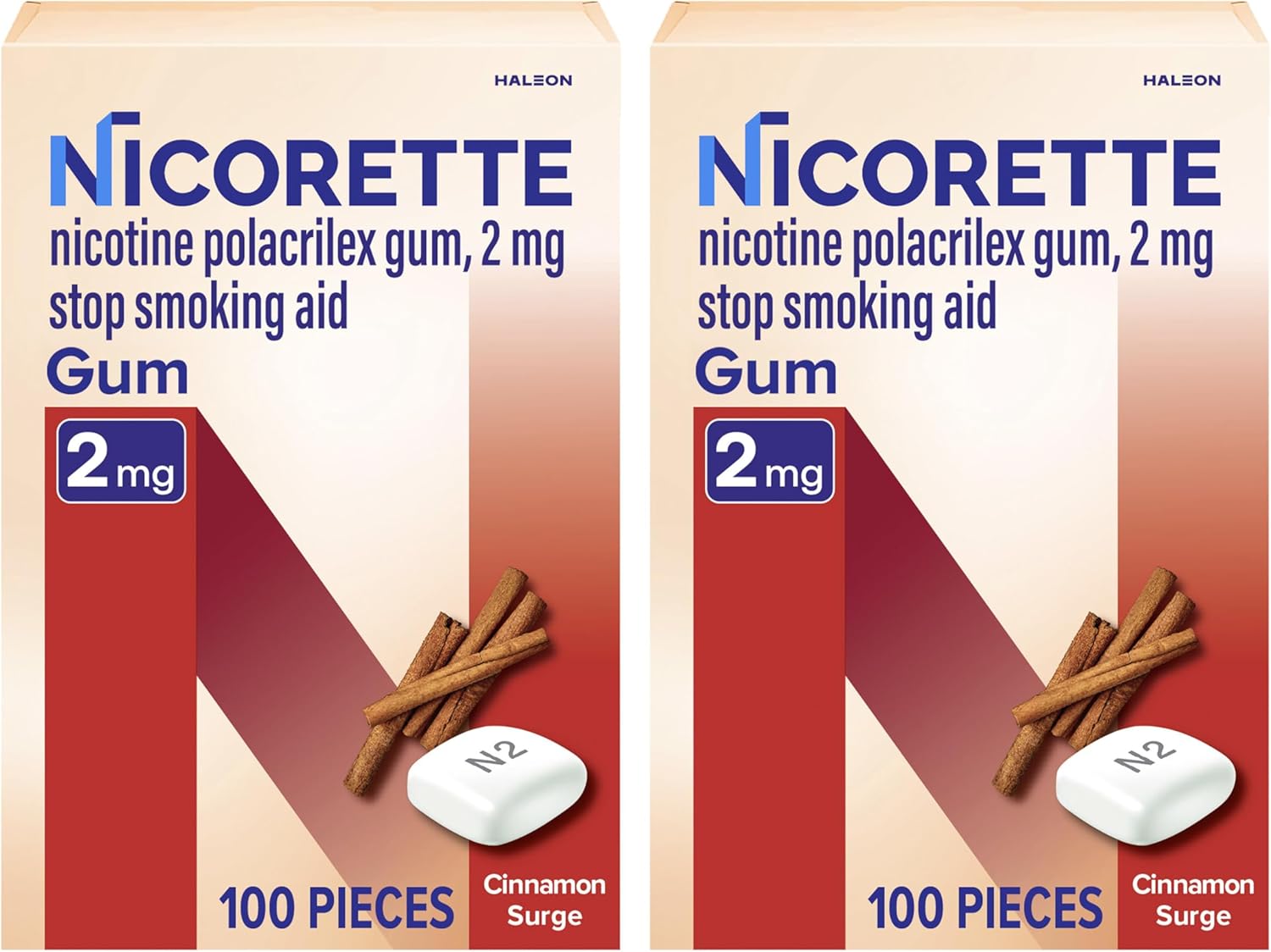 Nicorette 2 mg Nicotine Gum - Cinnamon Surge Flavor for Quitting