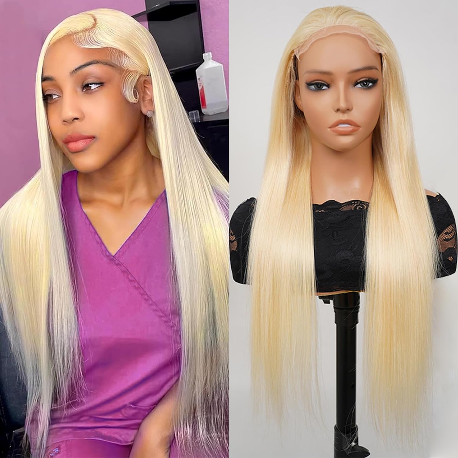613 4x4 Lace Front Wig Human Hair - 200 Density Blonde Bob