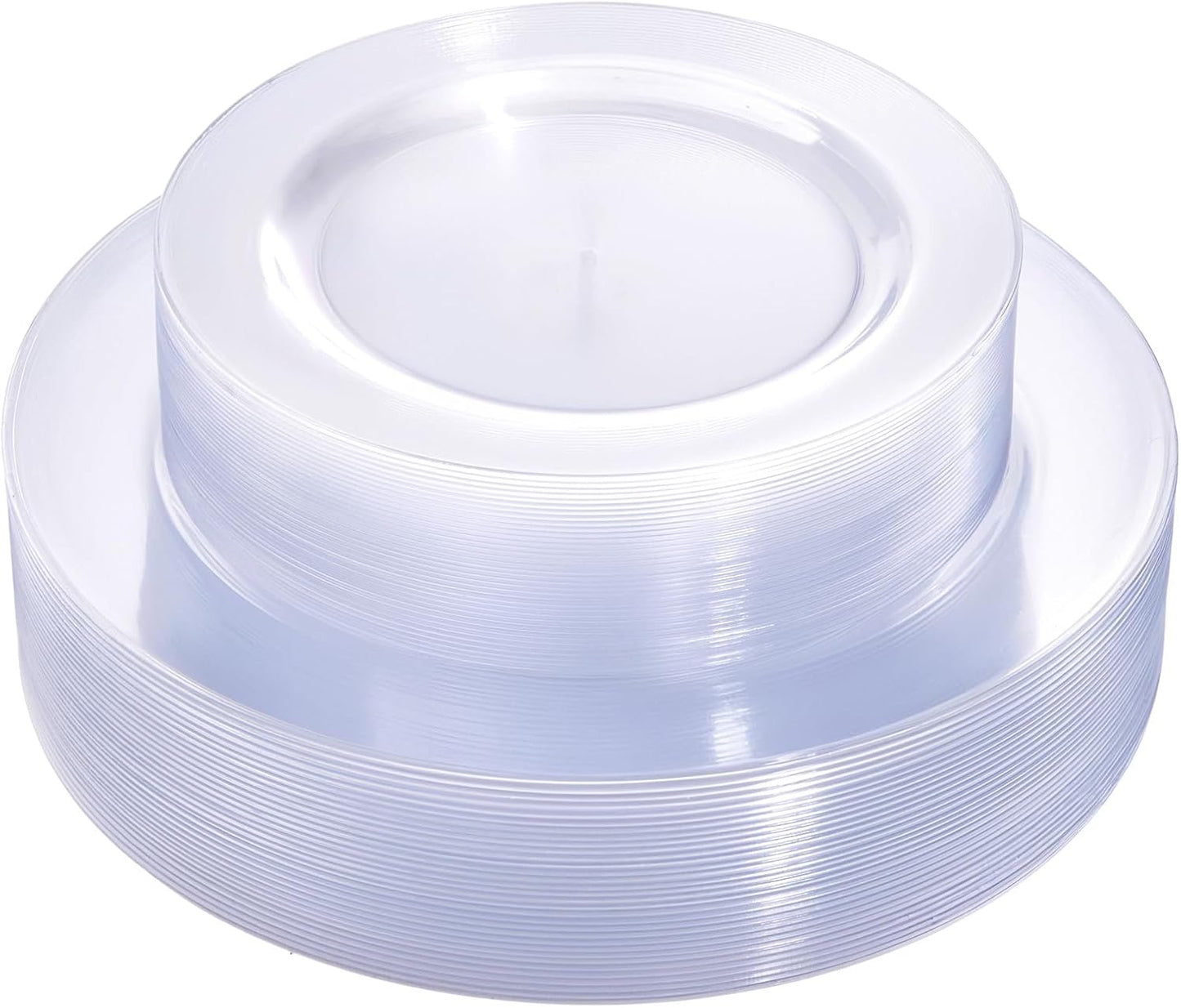 FLOWERCAT 60PCS Clear Plastic Plates for Parties and Weddings