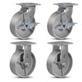 6in Industrial Casters Set of 4 - Heavy Duty Steel Wheels