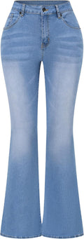 Womens Mid Rise Flare Jeans Distressed Denim Bell Bottom Pants