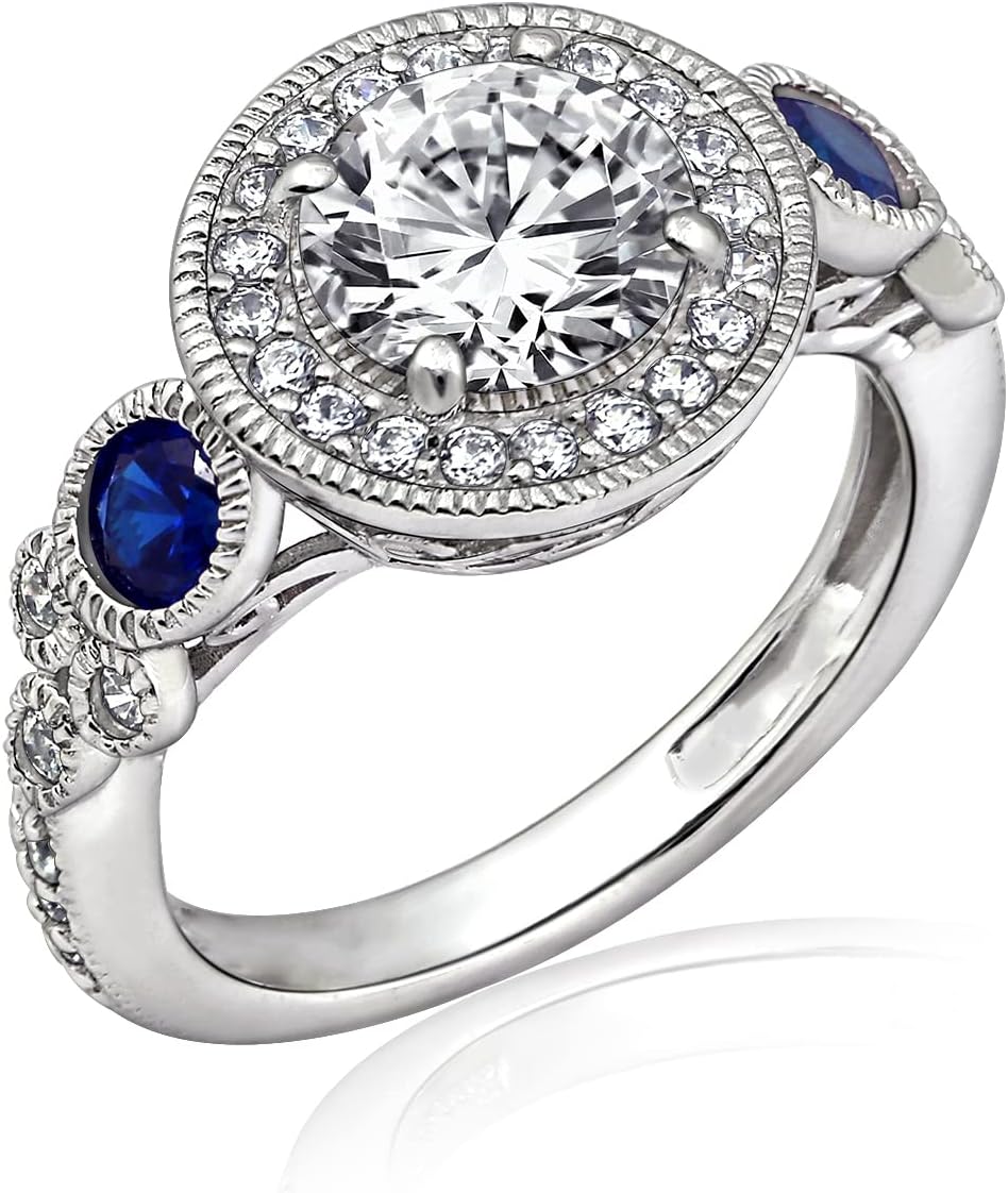 Stunning Antique Style Platinum-Plated Cubic Zirconia Ring