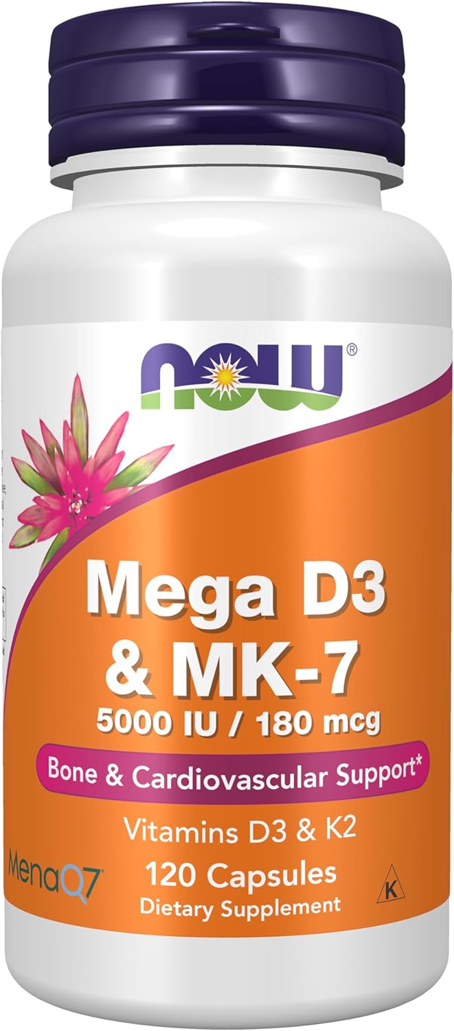 NOW Supplements Mega D-3 & MK-7 for Bone and Heart Health