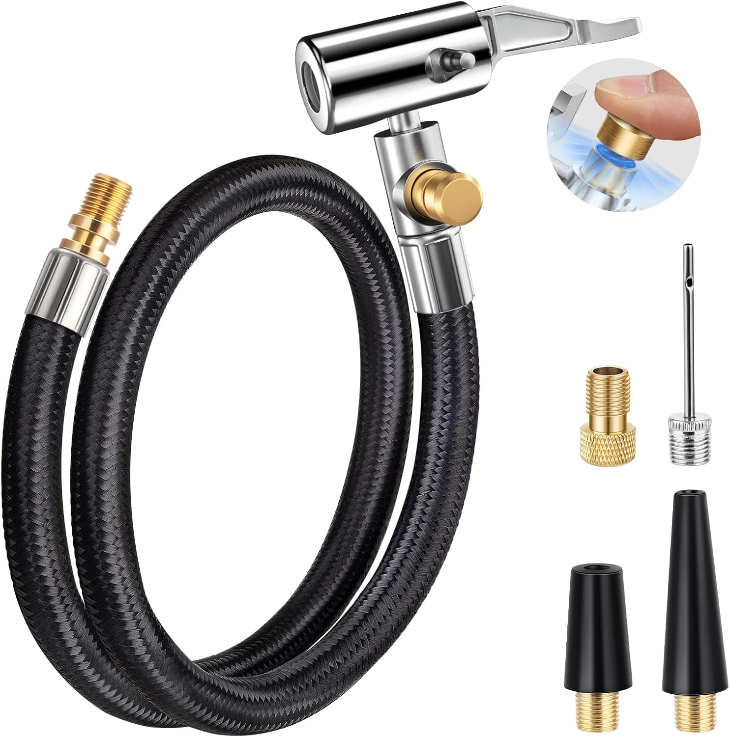 LUMITECO 21'' Quick Air Hose w/ Presta Valve - Inflate with Ease!