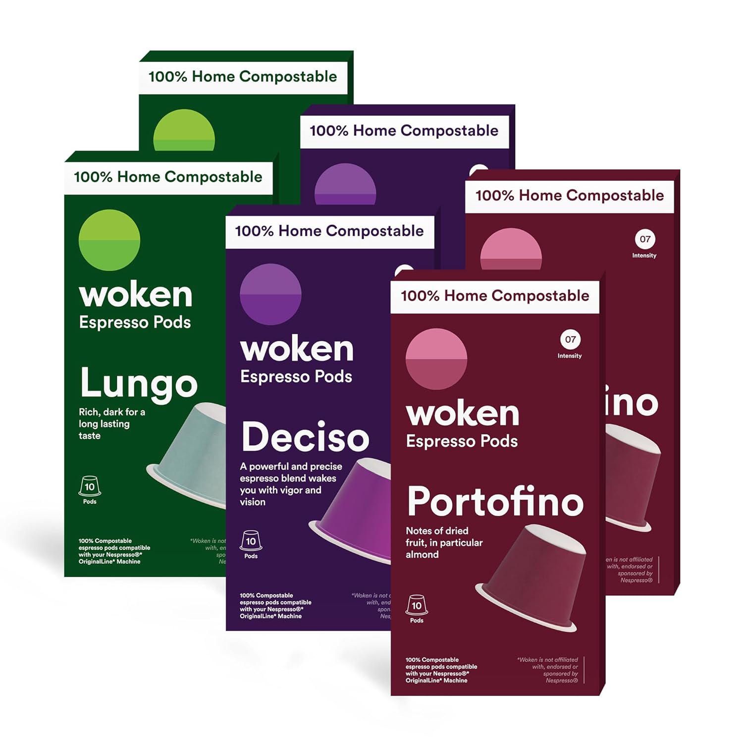 WOKEN COFFEE Variety Pack - Compostable Nespresso Pods for Italian Espresso Fix