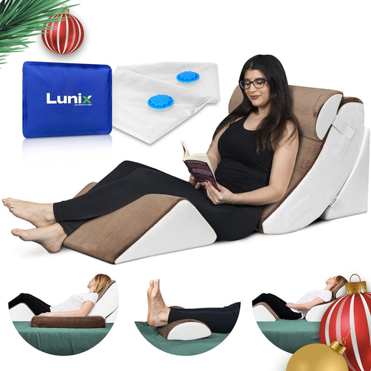Lunix 4pcs Orthopedic Bed Wedge Pillow Set for Pain Relief