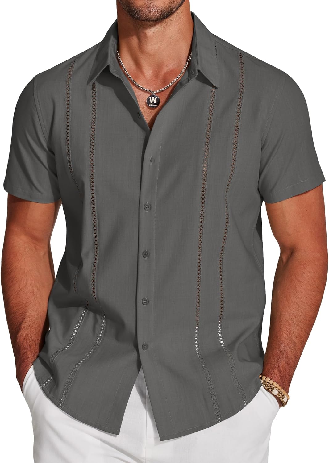 Stylish Men's Cuban Guayabera Shirt for Summer Casual Wear