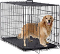 Dog Crate 48 in Black - Foldable Metal Kennel with Double Doors