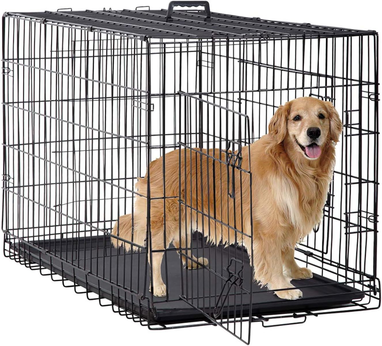 BestPet 48in Dog Crate - Foldable Metal Kennel for Large Breeds