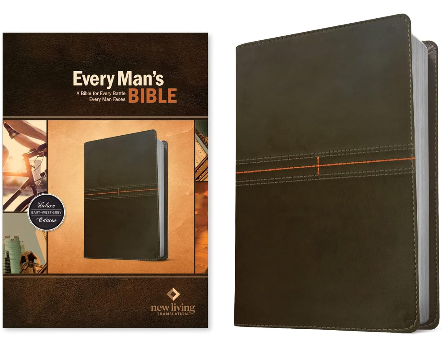 Every Man's Bible NLT LeatherLike Edition in EastWest Grey