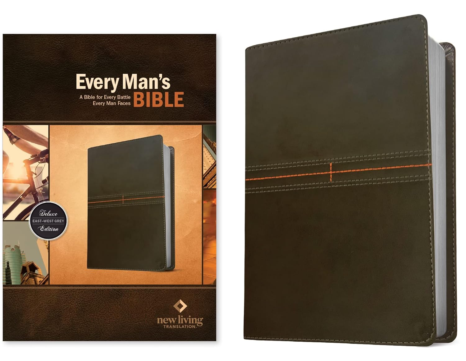 Every Man's Bible NLT LeatherLike Edition in EastWest Grey