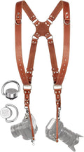 Dual Leather Camera Harness for Two Cameras - Dual Shoulder Comfort