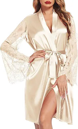 Avidlove Women's Satin Kimono Robe for Elegant Wedding Parties