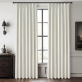 Beige White Linen Full Blackout Curtains 84 in - Pinch Pleat Panels