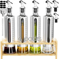 Oil Dispenser Bottle 4 Pack Glass Olive Oil Dispensers with Shelf