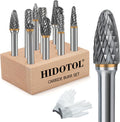Carbide Burr Set 1/4 in Shank 10PC Tungsten Double Cut - Durable
