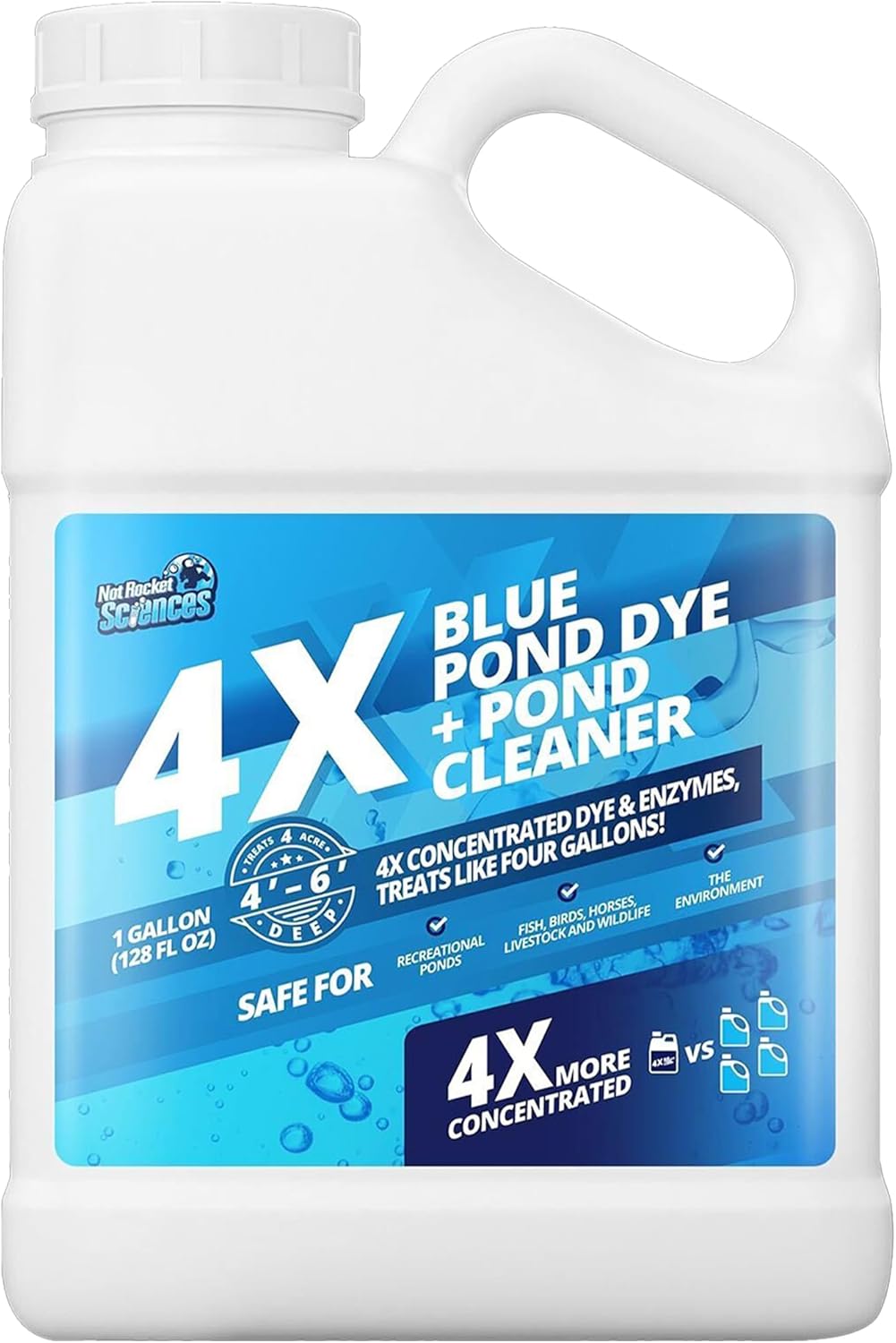 1 Gallon 4X Blue Pond Dye for Ponds and Lakes - Cleaner & Colorant
