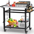 20 in x 32 in Grill Table with Double-Shelf - Sturdy Stainless Cart
