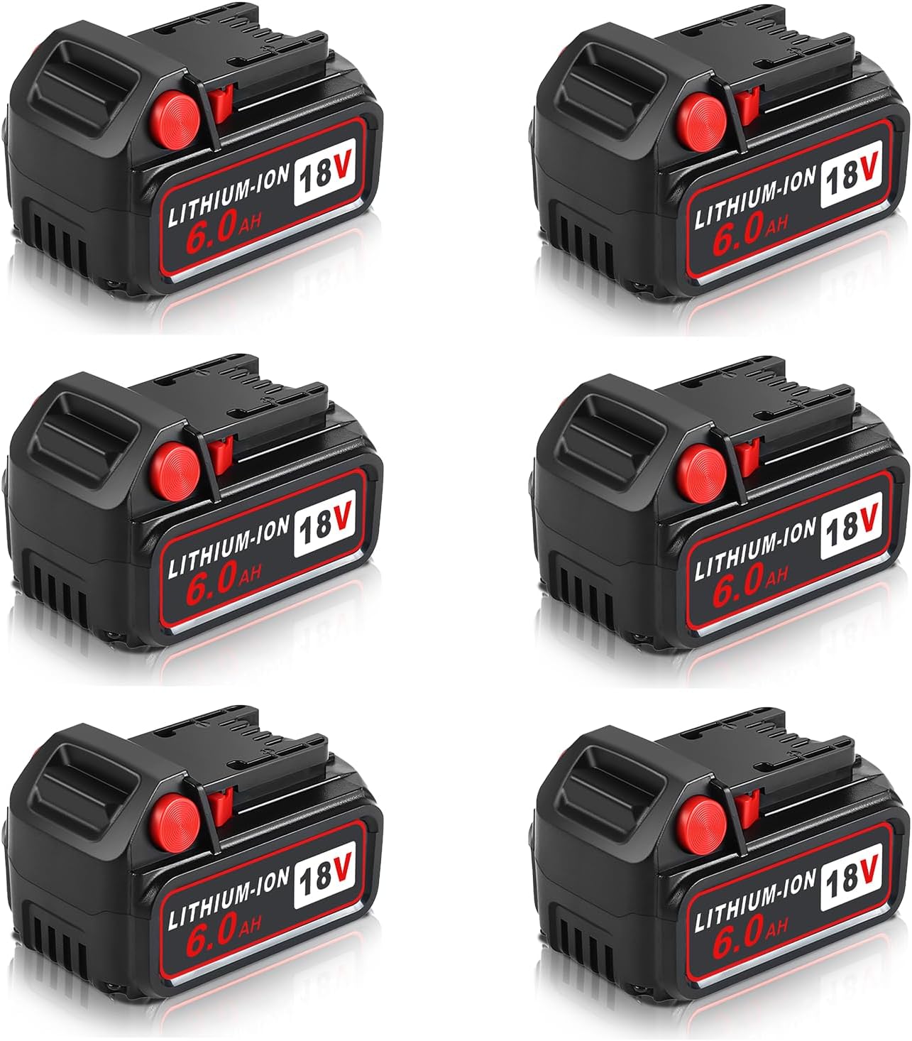 6.0Ah Replacement Battery for Milwaukee M18 Tools - 6 Packs