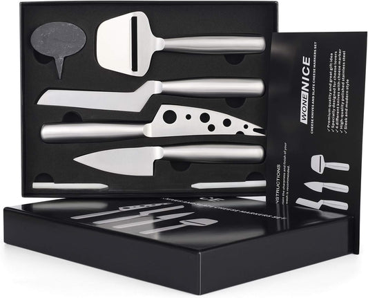 Premium Cheese Knife Set with Slate Markers