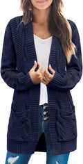 Women's Long Sleeve Cable Knit Cardigan Sweater - Cozy Open Front Size