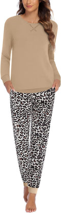 Ekouaer Women's Cozy Long Sleeve Jogger Pajama Set with Pockets