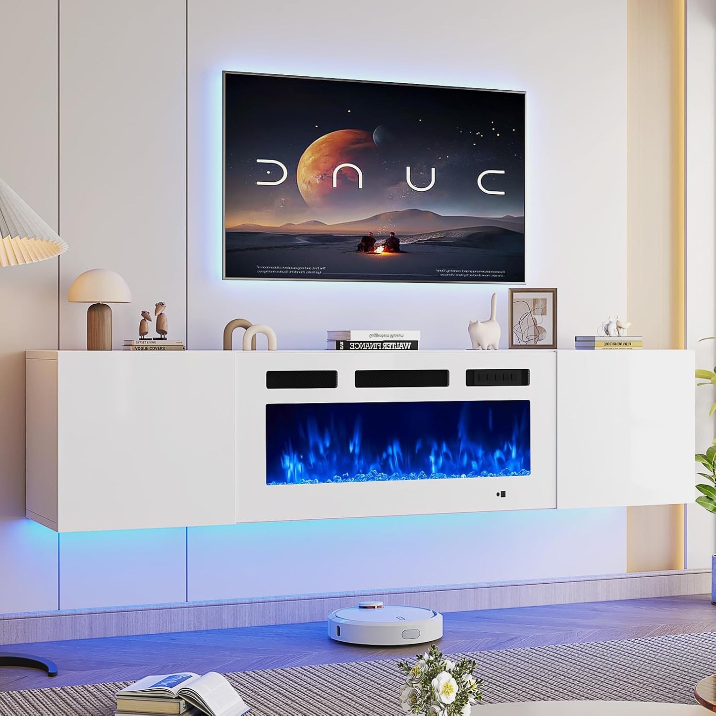 36 Electric Fireplace TV Stand - Sleek Floating Design