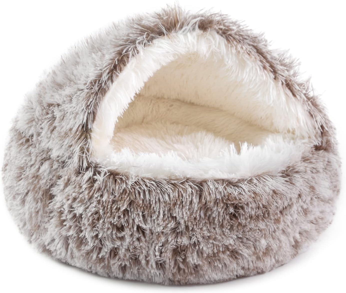 NOYAL Round Hooded Plush Cat Cave
