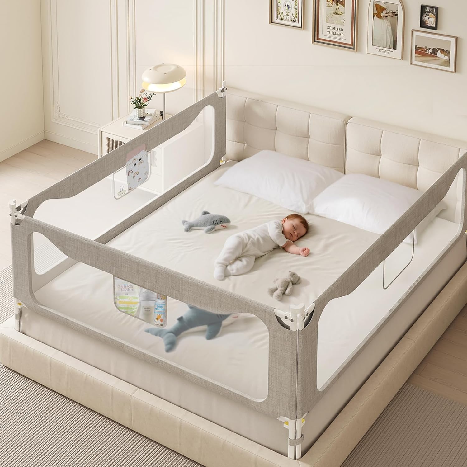Colorfarm Queen Size Toddler Bed Rail Guard for Safe Sleep