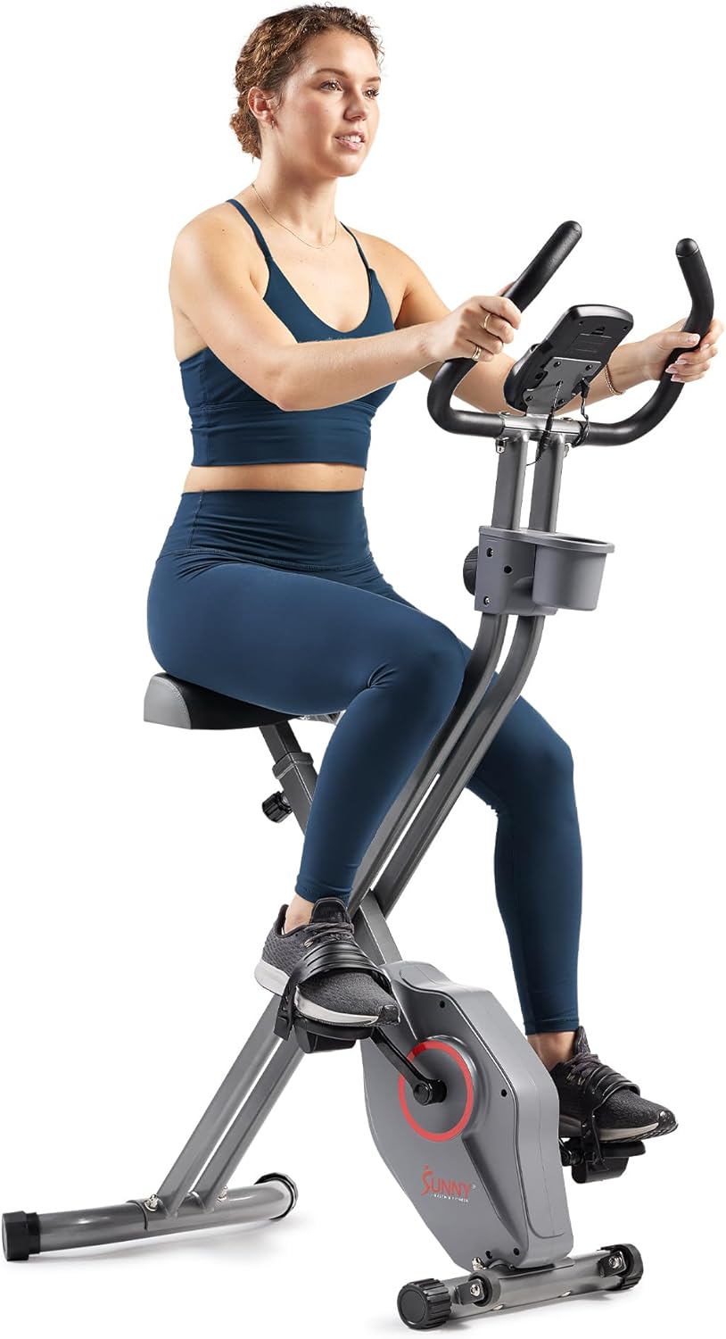 Sunny Health & Fitness Smart Folding X-Bike for Home Workouts