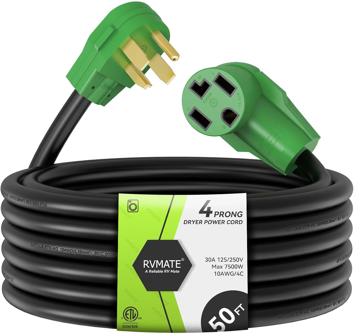 RVMATE 4 Prong Dryer Extension Cord 50 Feet for Safe Use