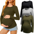 Maternity Shirts Long Sleeve Pregnancy Top for Women - 3 Pack