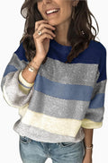 Womens Casual Sweater Pullover Winter Basic Sweatshirt - Colorblock