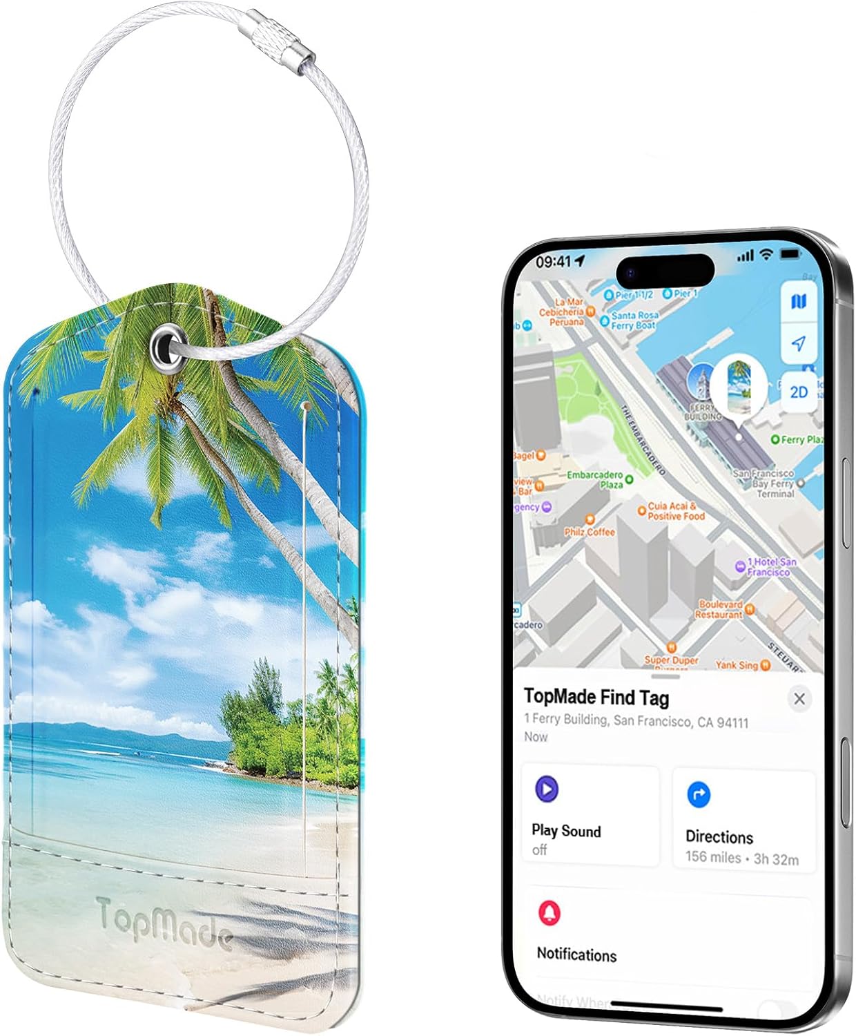 TopMade Smart Luggage Tag with Apple Find My for Travel Bags