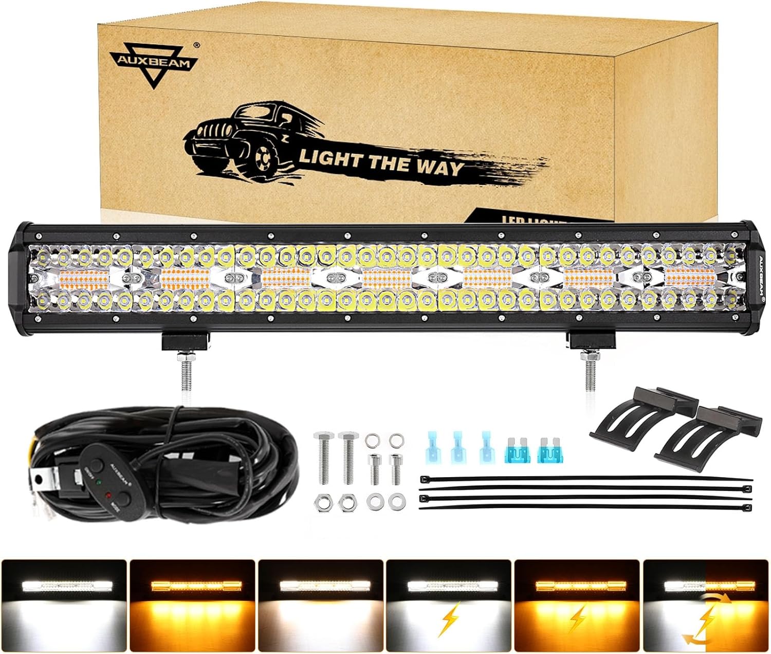 Auxbeam 20 Inch LED Light Bar with 6 Modes for Offroad Use