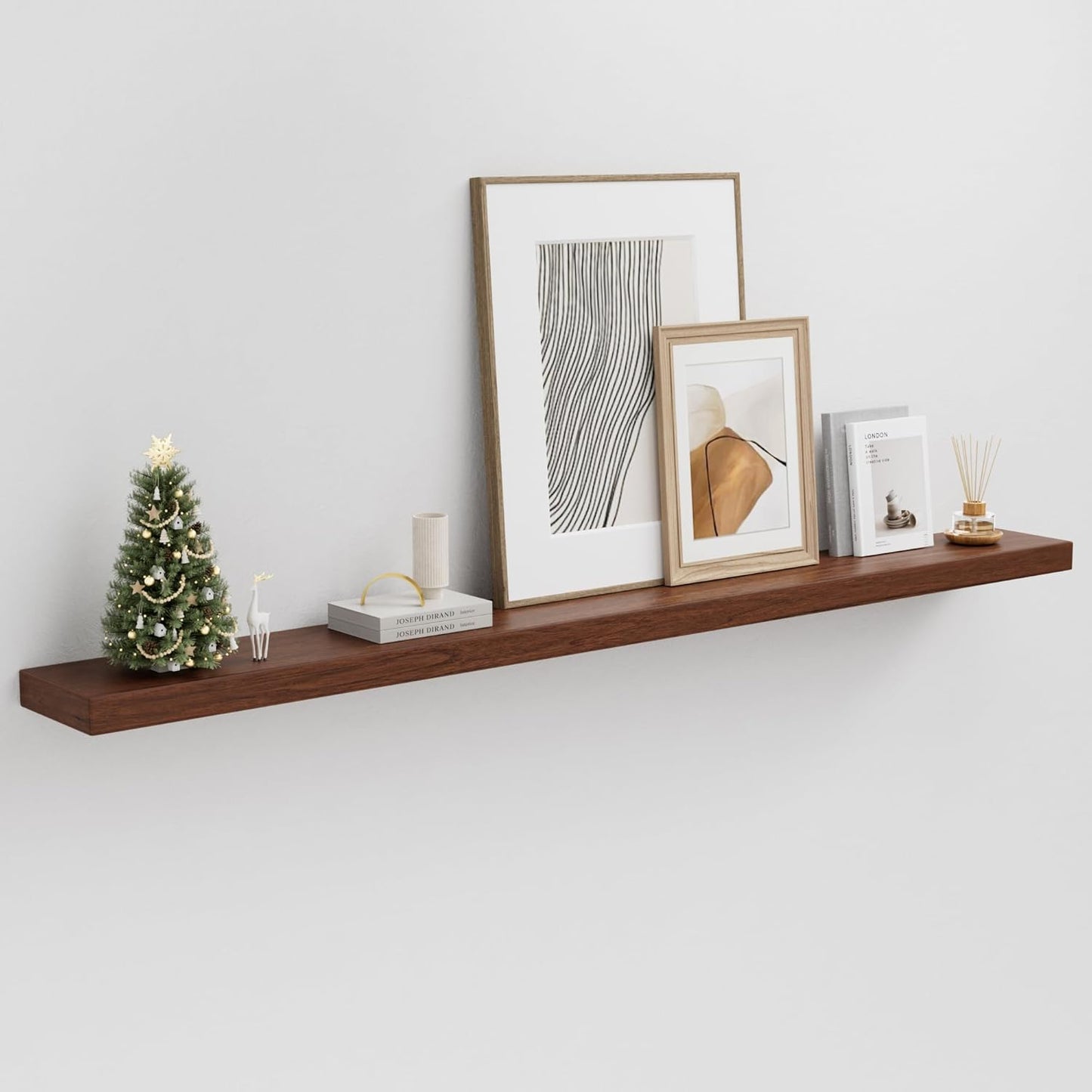 Walnut Floating Shelf for Wall - 72 Inch Long and 2 Inch Thick
