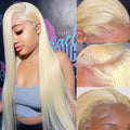 613 Lace Front Wig Human Hair 22in 150% Density Blonde Wig - Natural