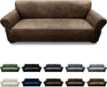 Couch Cover Leather Look 3 Seater Sofa Cover Light Brown - Stretch
