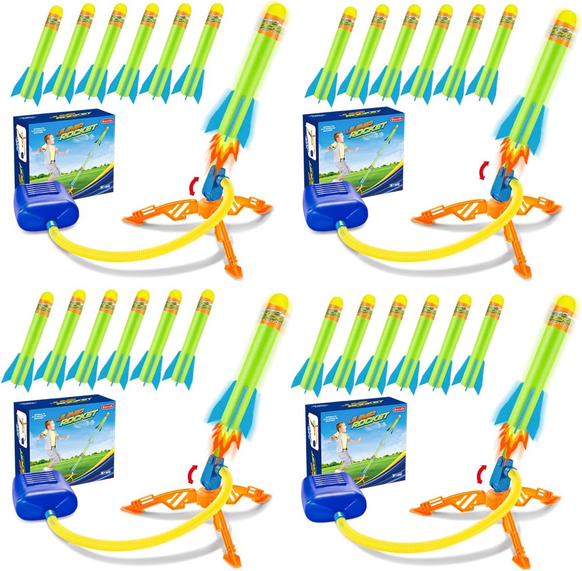 Banvih 4-Pack Rocket Launcher for Kids - Fun Outdoor Toy Set