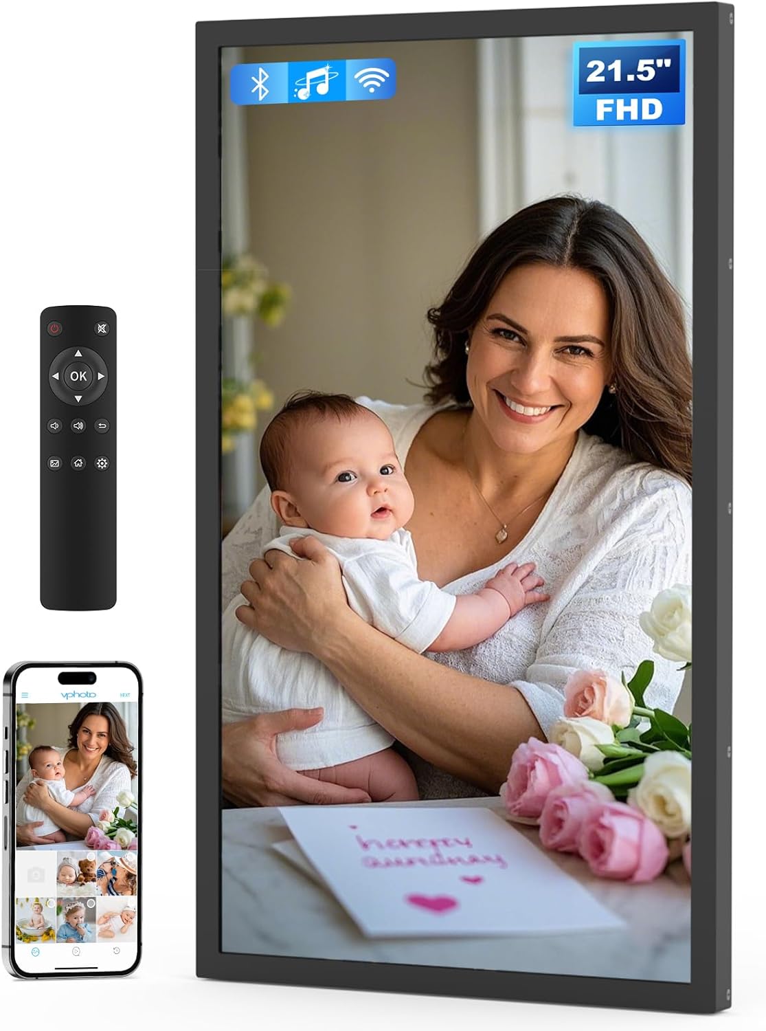21.5 Inch Large Digital Picture Frame with Remote Control