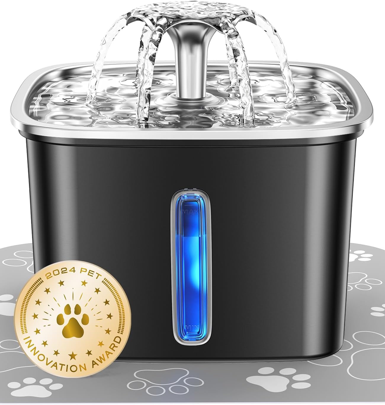 Veken Stainless Steel Cat Water Fountain - 95oz Automatic Dispenser
