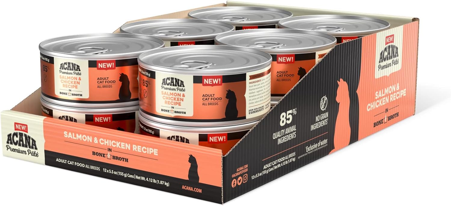 ACANA Premium Pate Wet Cat Food Salmon Chicken Recipe 5.5oz