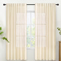 Beige Linen Semi Sheer Curtains 72 in Length - Textured Light