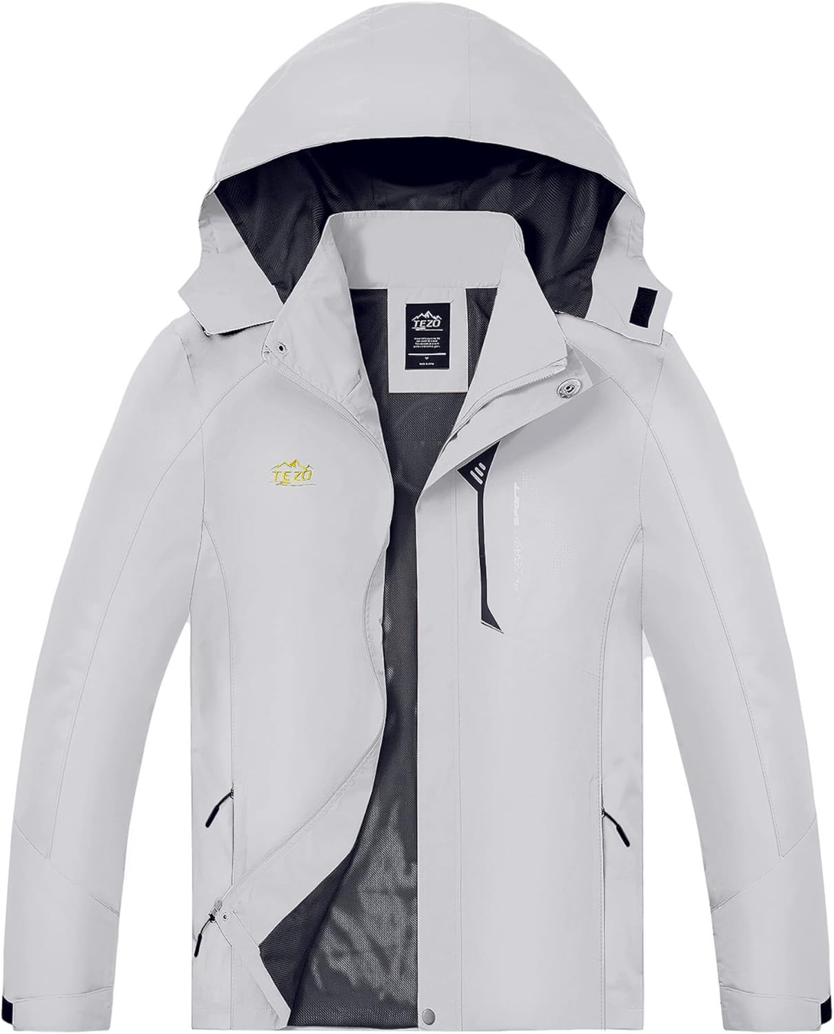 TEZO Mens Rain Jacket Waterproof Lightweight Windbreaker for Hiking