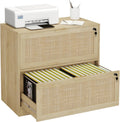 HOPUBUY 2 Drawer File Cabinet with Lock - Oak Lateral Filing Cabinet