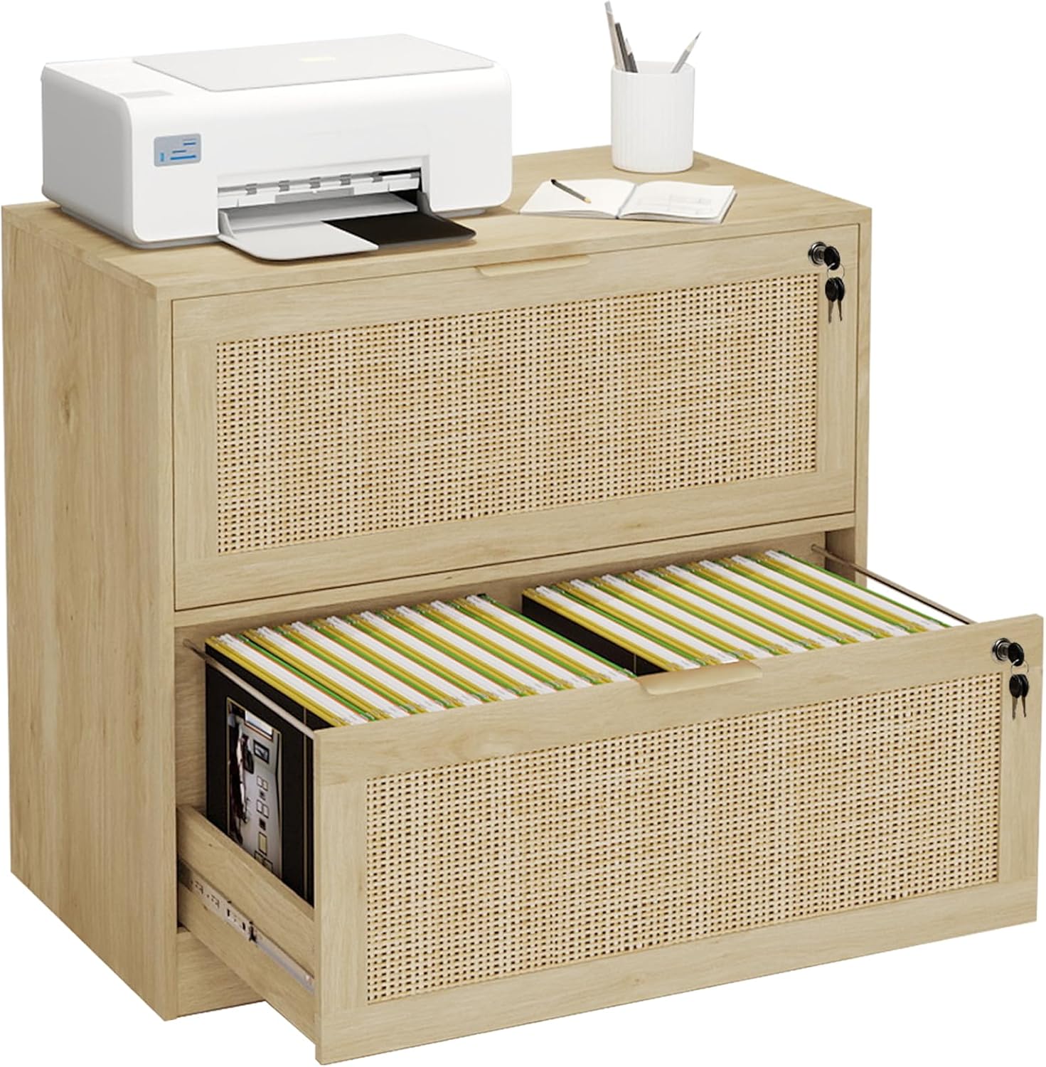 HOPUBUY 2 Drawer File Cabinet with Lock for Home Office Use