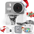 White Kids Camera Instant Print with Silicone Cover - Easy One-Click