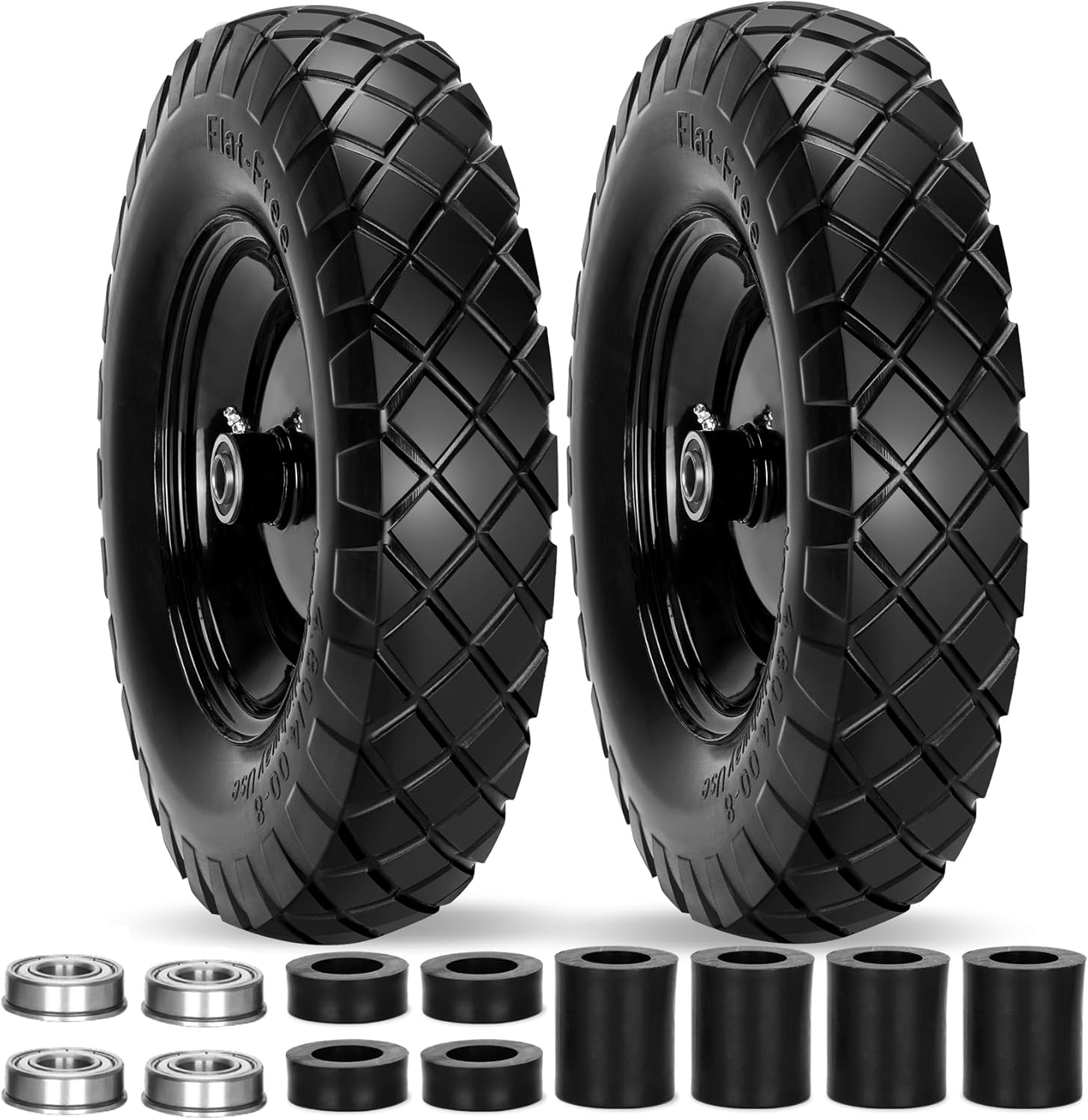 Upgraded 16 Flat Free Wheelbarrow Wheels for Easy Handling